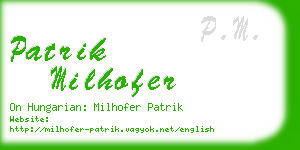 patrik milhofer business card